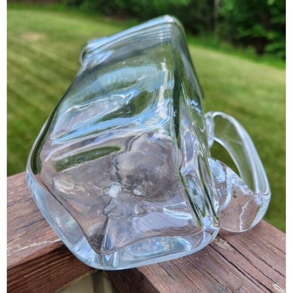 SIMON PEARCE Woodbury Square Glass Pitcher Medium Made in USA 7” Tall - Picture 5 of 5